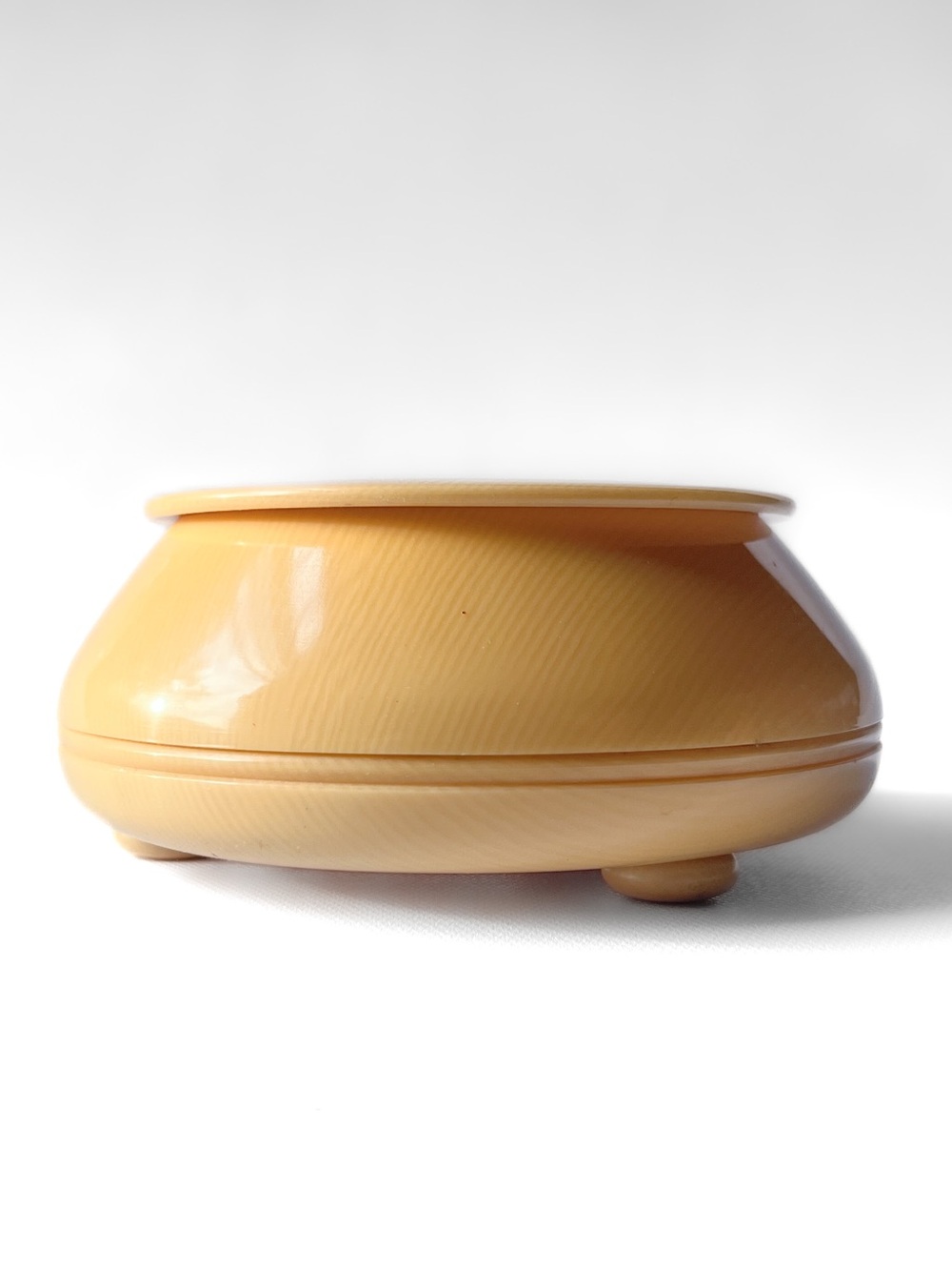 English Vanity Footed Celluloid Powder Box Jar Vintage 1920's
